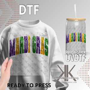 Mardi Gras Arched Faux Sequin DTF/UVDTF