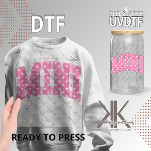 Pink with White Hearts Mama & Mini DTF/UVDTF