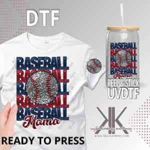 Baseball Mama Stacked Faux Glitter DTF/UVDTF