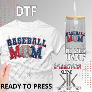 Baseball Mom Faux Glitter DTF/UVDTF