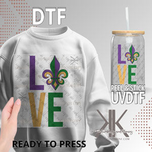 Mardi Gras LOVE Stacked DTF/UVDTF