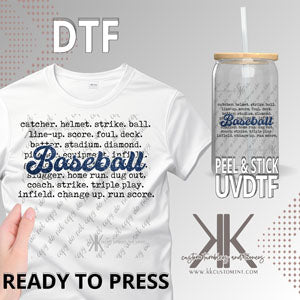 Baseball Faux Glitter DTF/UVDTF
