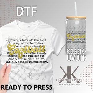 Softball Faux Glitter DTF/UVDTF