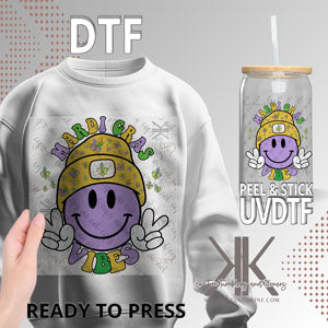 Mardi Gras Vibes Smiley DTF/UVDTF