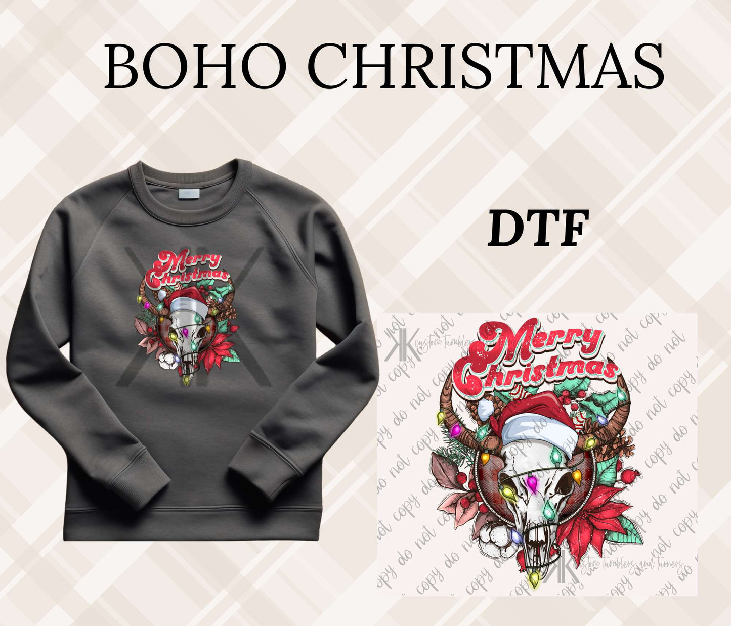 BOHO CHRISTMAS DTF/UVDTF (POCKET & SLEEVE OPTIONS AVAIL)