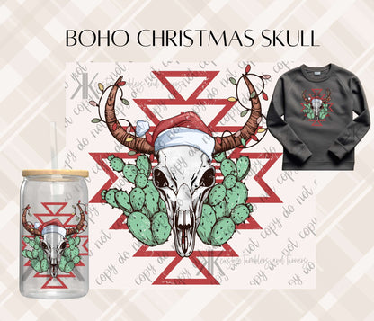 BOHO CHRISTMAS SKULL DTF/UVDTF