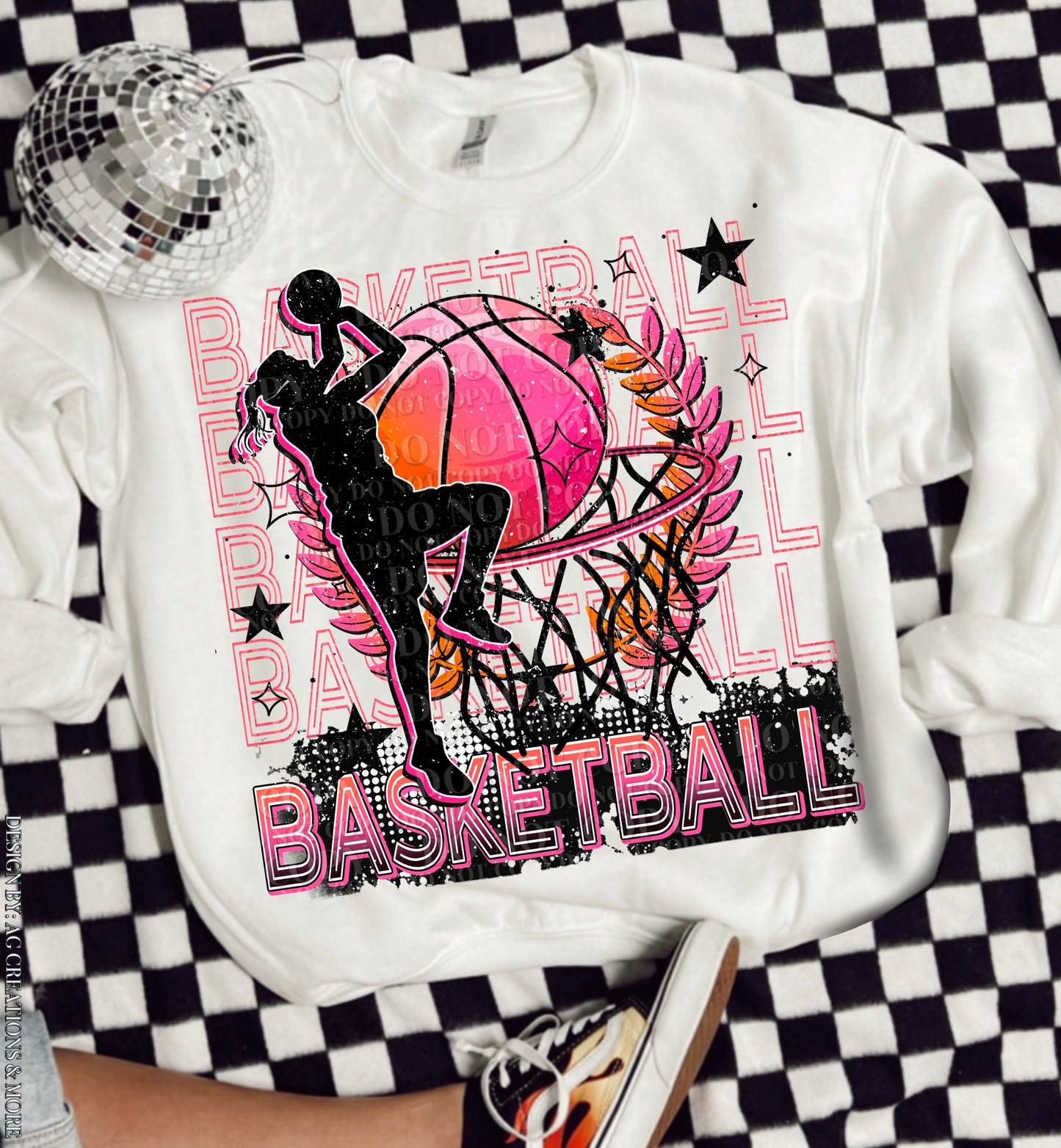 Basketball Stacked Pink DTF/UVDTF