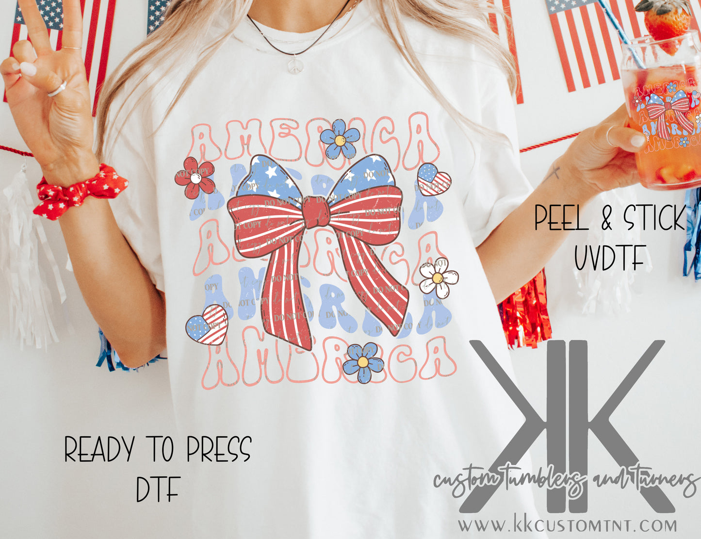 America Bows Stacked DTF/UVDTF