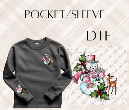 CHECKERED SNOWMAN DTF/UVDTF (POCKET & SLEEVE OPTIONS AVAIL)