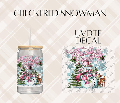 CHECKERED SNOWMAN DTF/UVDTF (POCKET & SLEEVE OPTIONS AVAIL)