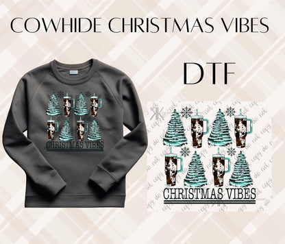 COWHIDE CHRISTMAS VIBES DTF/UVDTF