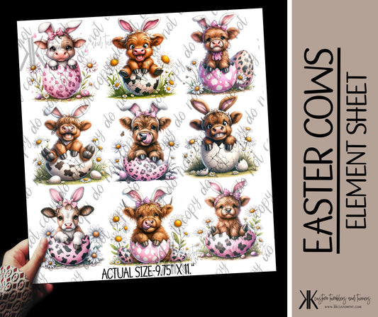 Easter Cows UVDTF Element/ Decal Sheet