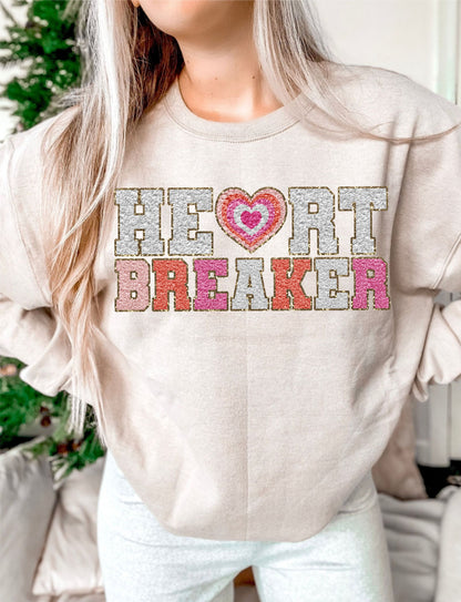 Heartbreaker Pink & Grey Faux Chenille DTF/UVDTF