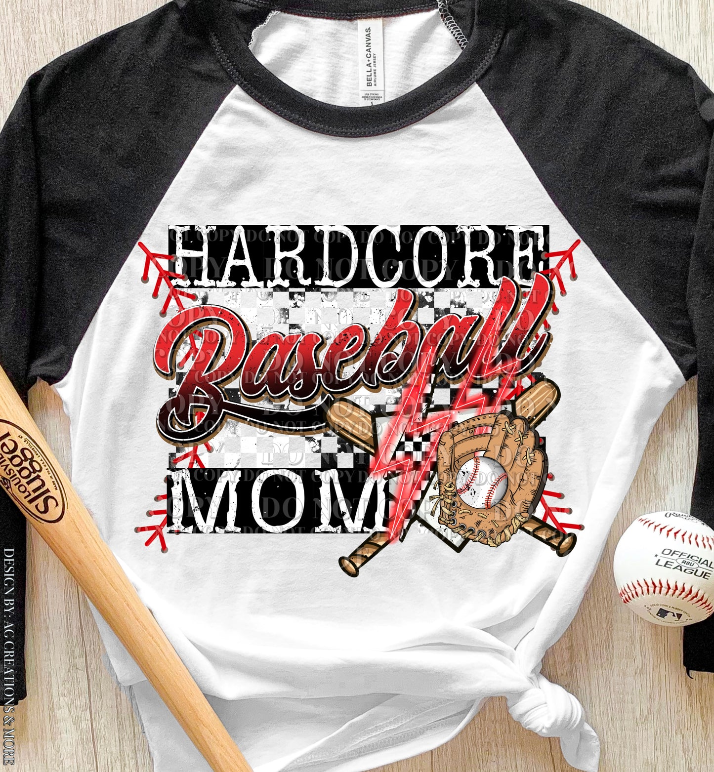 Hardcore Baseball Mom DTF/UVDTF (w/Pocket/Sleeve Design)