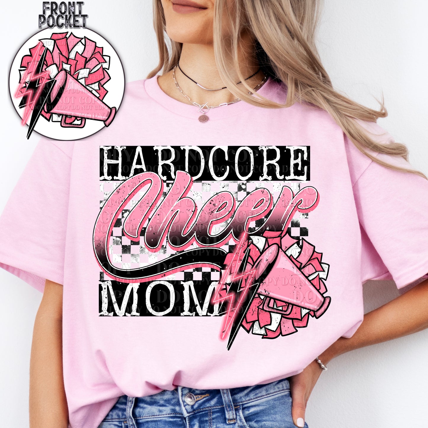 Hardcore Cheer Mom DTF/UVDTF (w/Pocket/Sleeve Design)