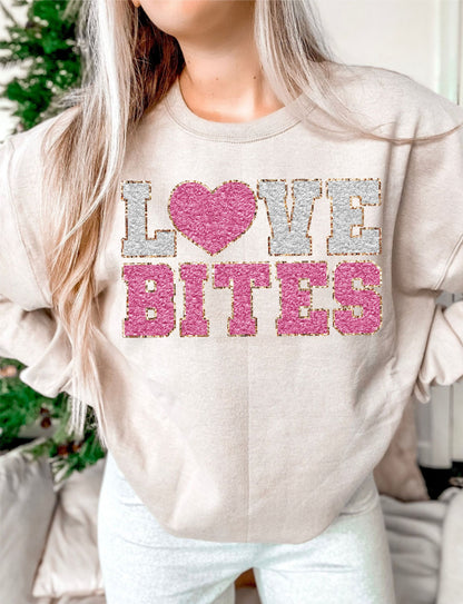 Love Bites Faux Pink & Grey Chenille DTF/UVDTF