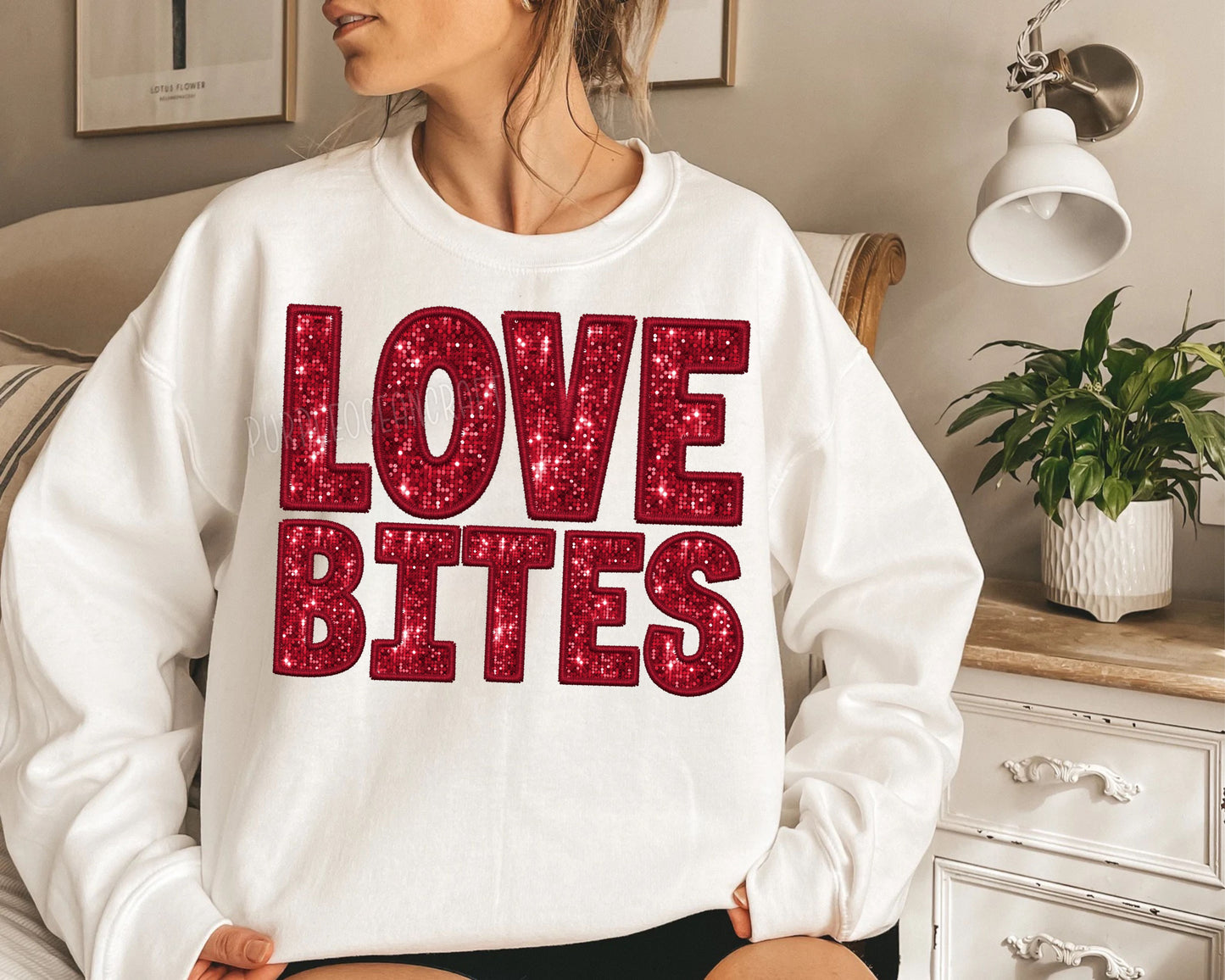 Love Bites Faux Red Glitter DTF/UVDTF