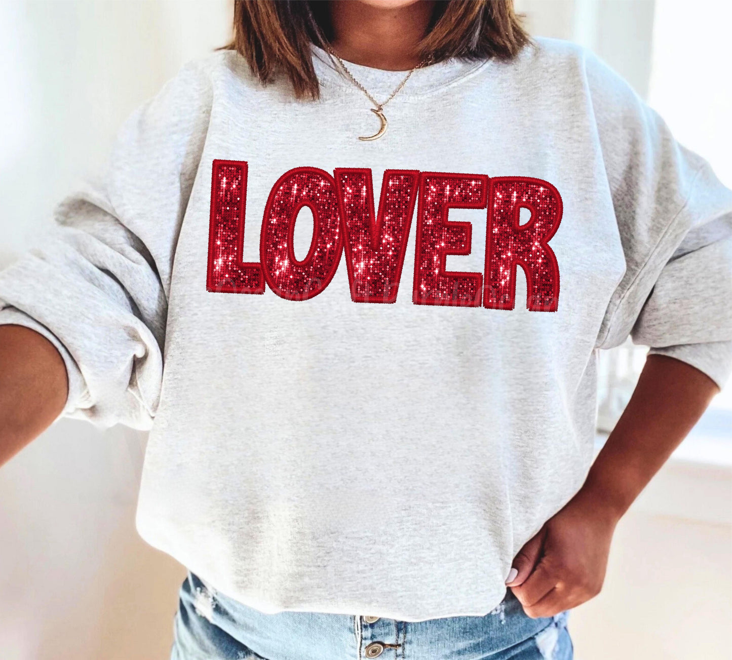 Lover Faux Red Sequin DTF/UVDTF