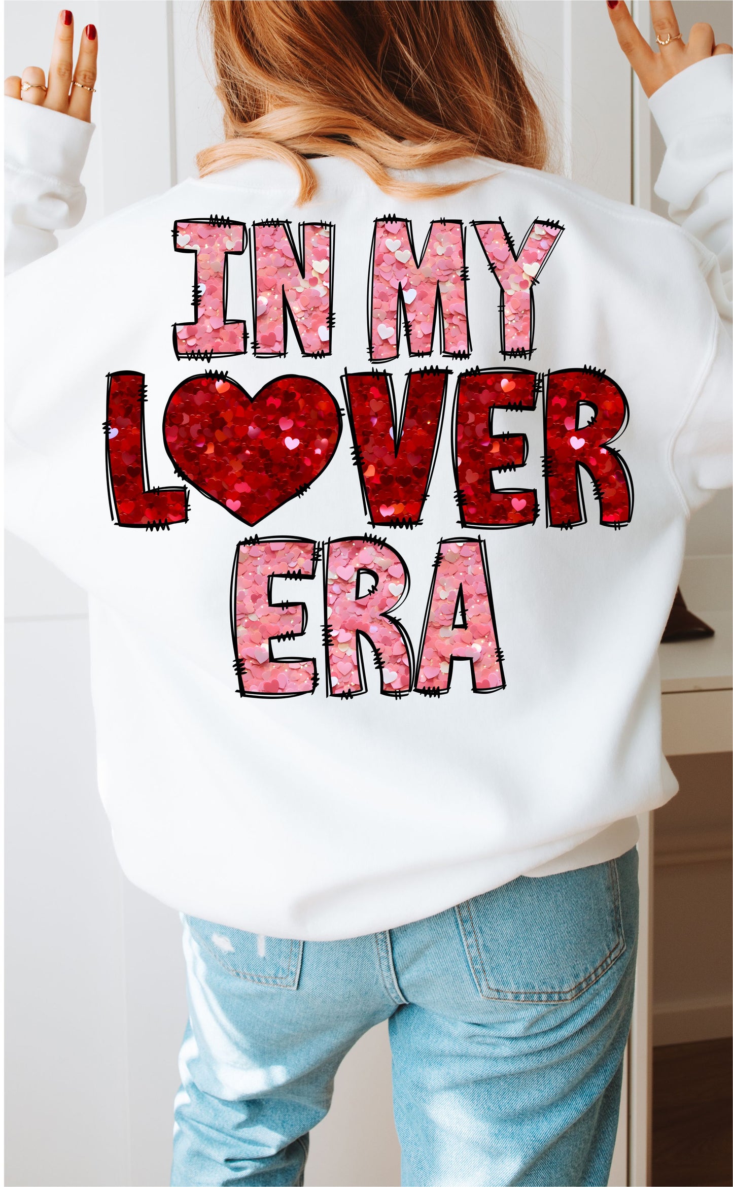 In My Lover Era Faux Red and Pink Heart Glitter DTF/UVDTF