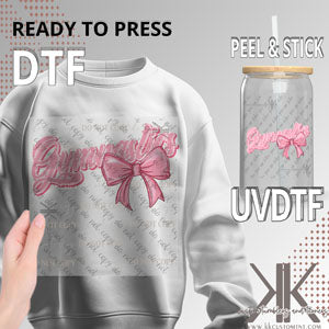 Pink Gymnastics Bow DTF/UVDTF