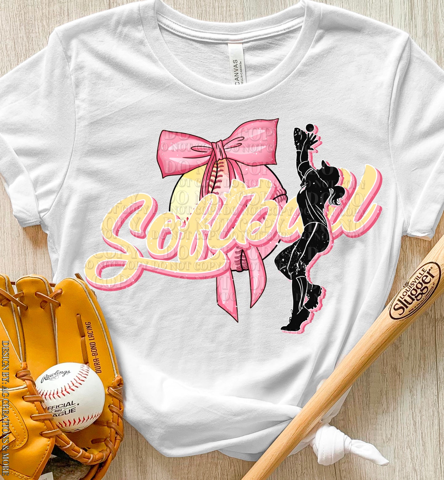 Pink Softball Bow DTF/UVDTF