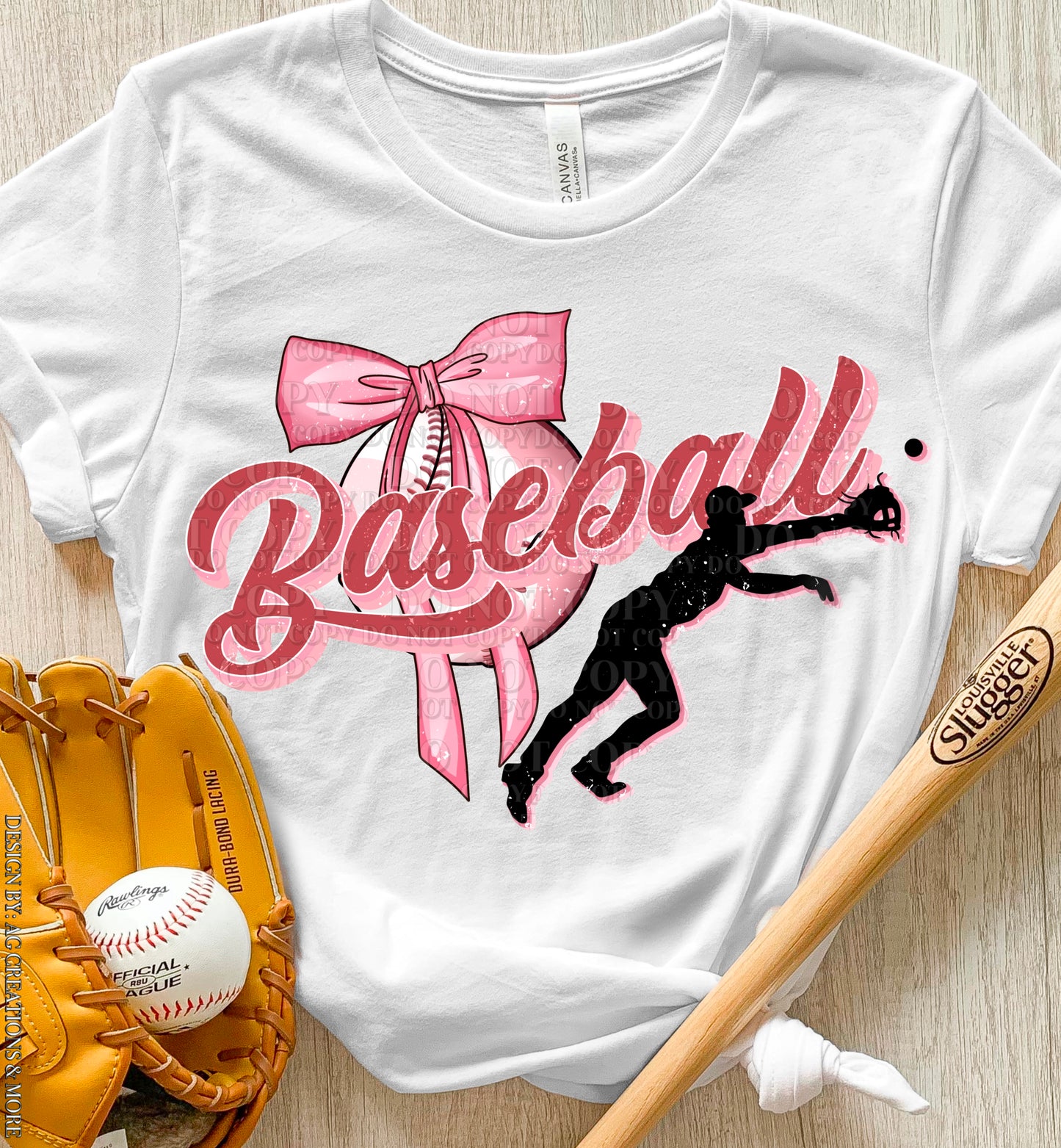 Pink Bow Baseball DTF/UVDTF