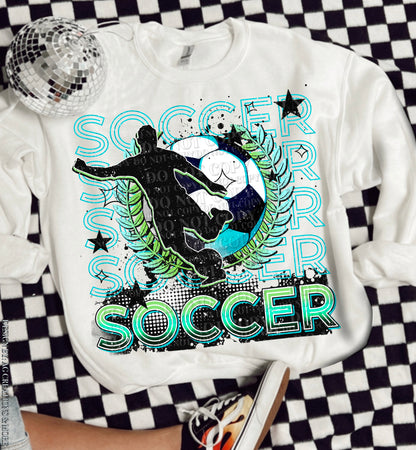 Soccer Stacked - Green DTF/UVDTF