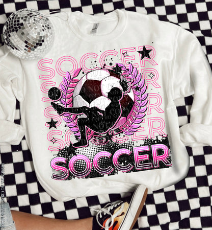 Soccer Stacked - Pinkish Purple DTF/UVDTF