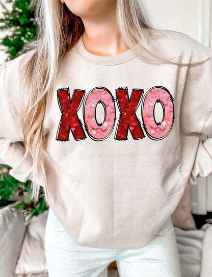 XOXO Faux Heart Glitter DTF/UVDTF