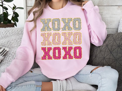 XOXO Stacked Faux Chenille DTF/UVDTF