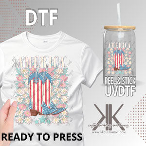 America Floral Boots DTF/UVDTF