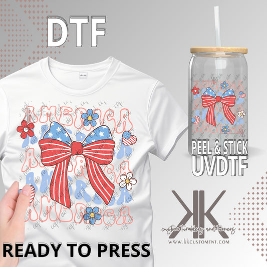 America Bows Stacked DTF/UVDTF
