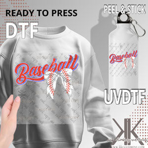 Red Bow Baseball DTF/UVDTF