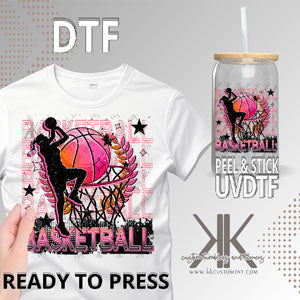 Basketball Stacked Pink DTF/UVDTF