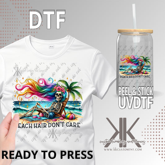 Beach Hair Don't Care Skellie DTF/UVDTF