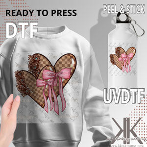 Brown Checkered Hearts DTF/UVDTF