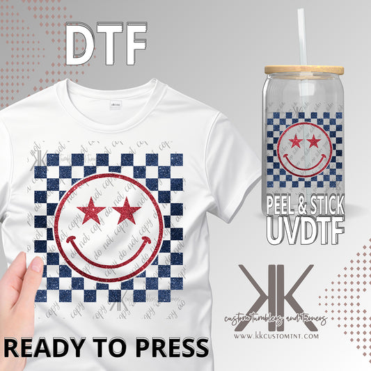 Checkered Smiley DTF/UVDTF