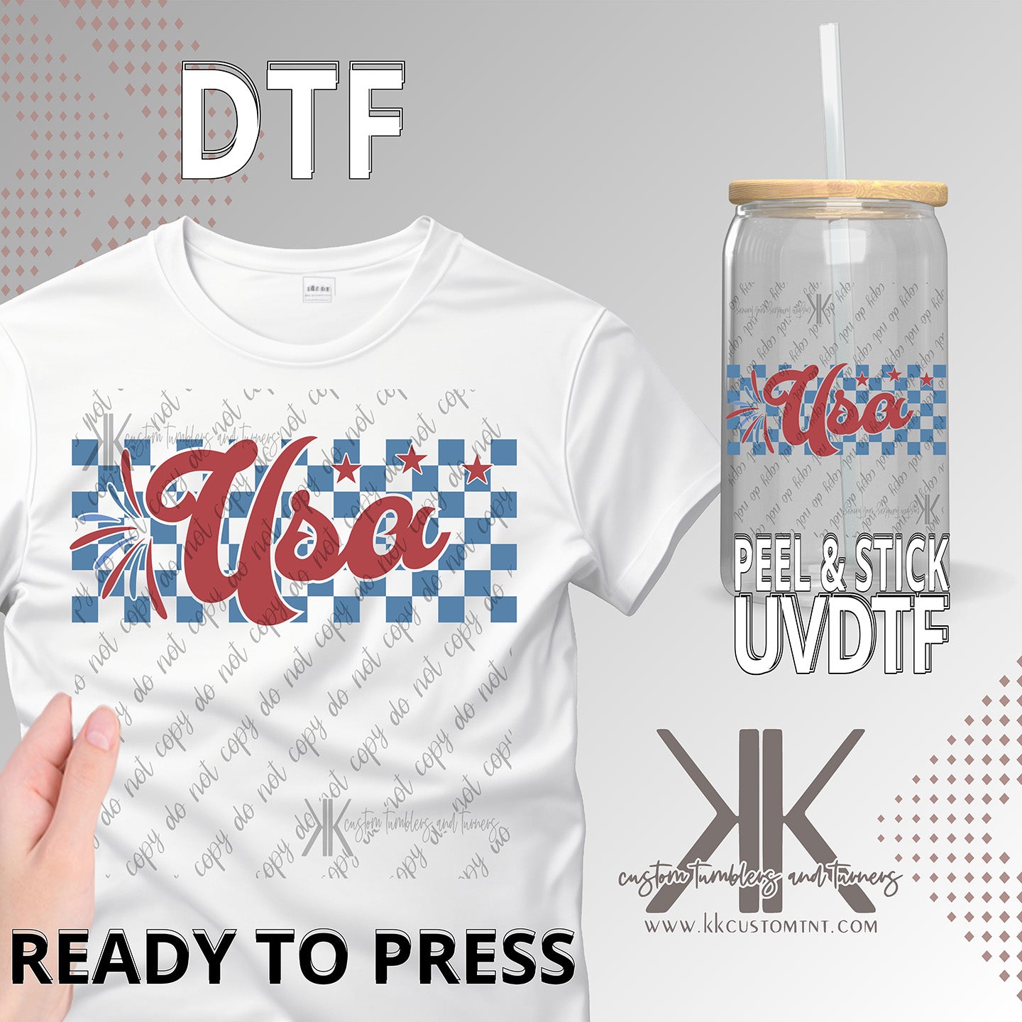 Checkered USA DTF/UVDTF