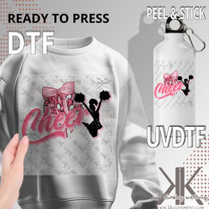 Cheer Bow Pink & Black DTF/UVDTF