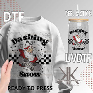 DASHIN THROUGH THE SNOW SANTA DTF/UVDTF