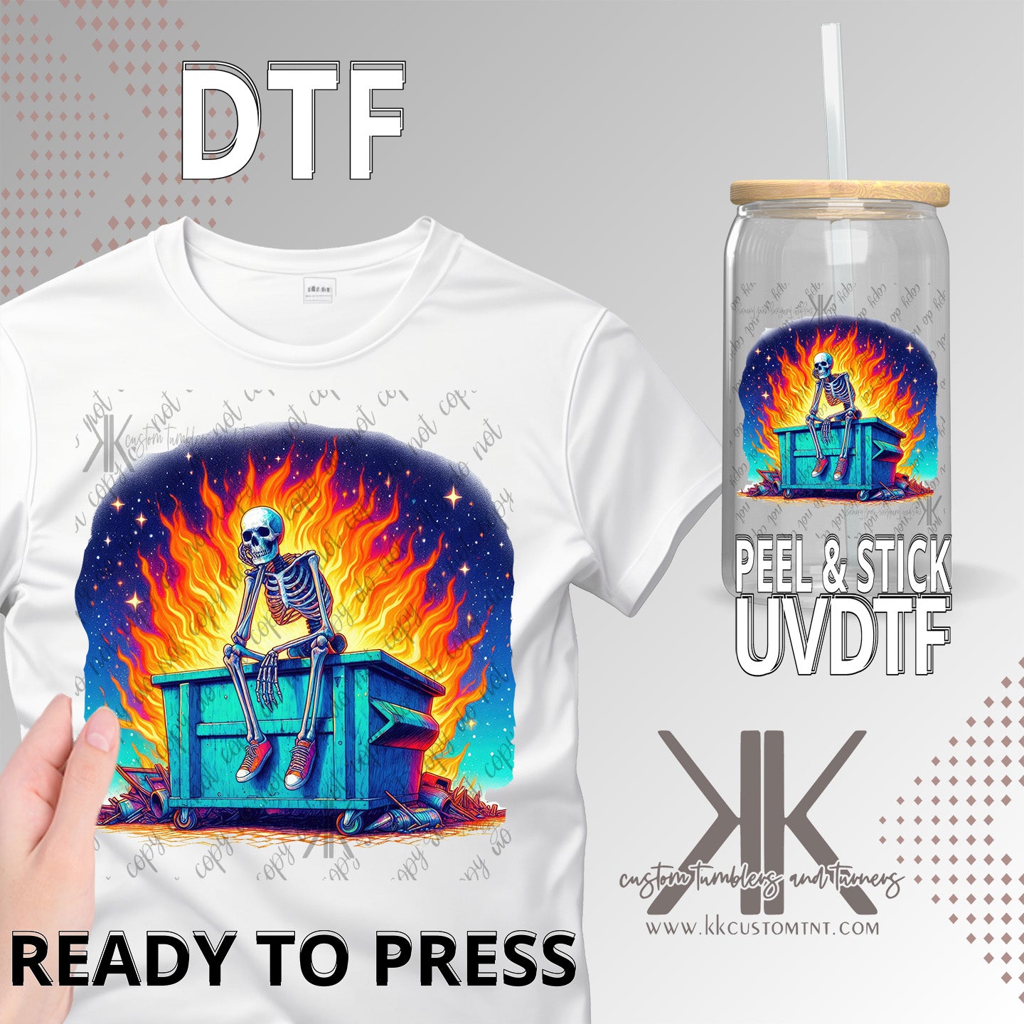 Dumpster Fire Skellie DTF/UVDTF