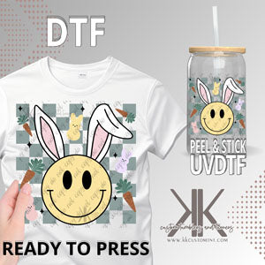 Easter Smiley Checkered DTF/UVDTF