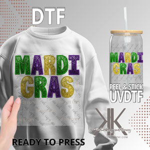 Mardi Gras Faux Sequin & Embroidery DTF/UVDTF