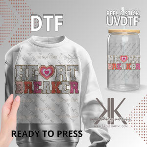 Heartbreaker Pink & Grey Faux Chenille DTF/UVDTF