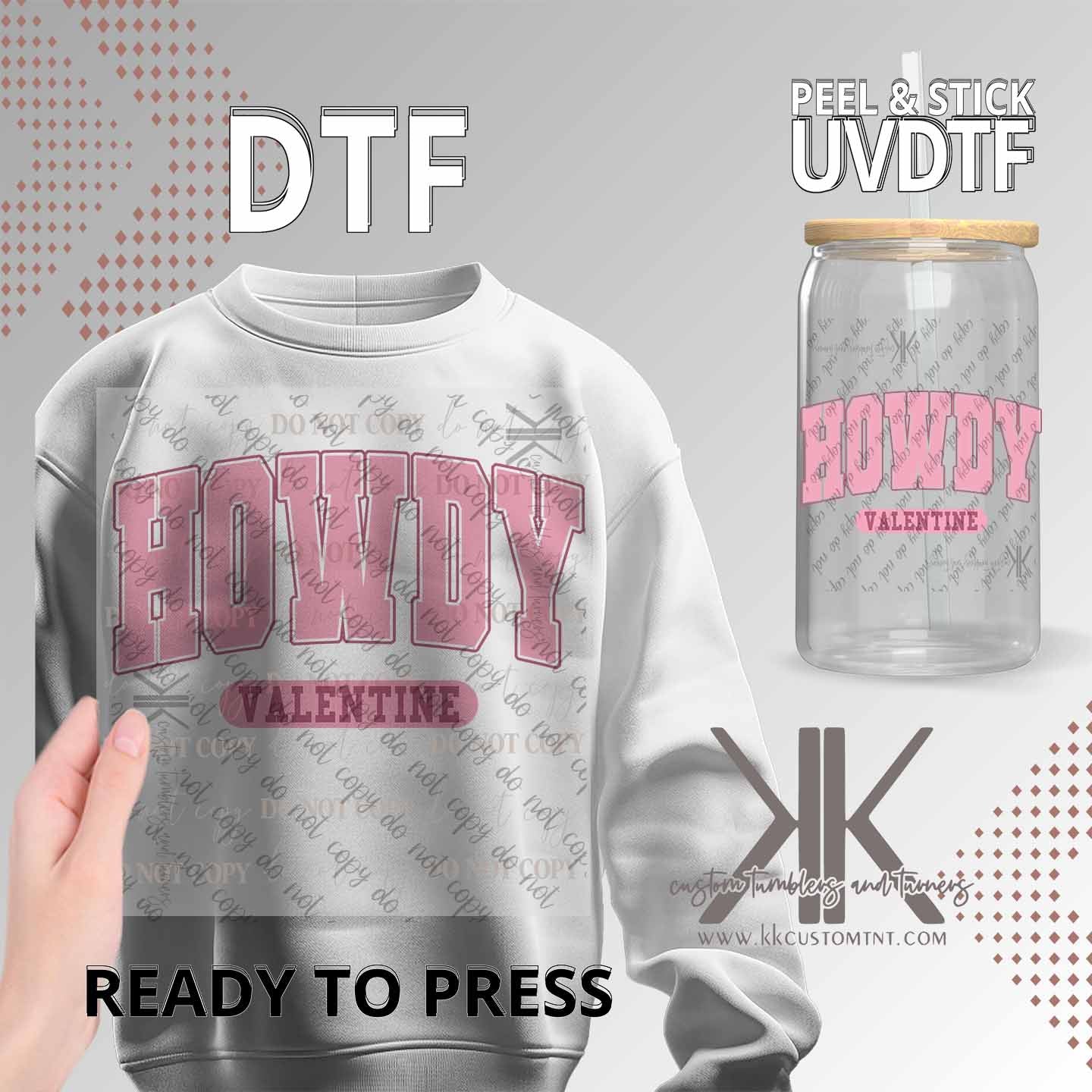 Howdy Valentine Pink University Design DTF/UVDTF