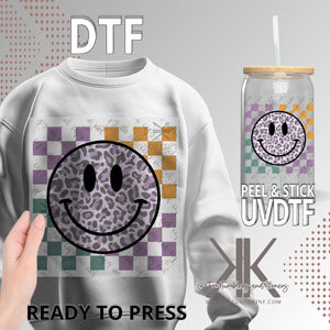 Mardi Gras Leopard Smiley DTF/UVDTF