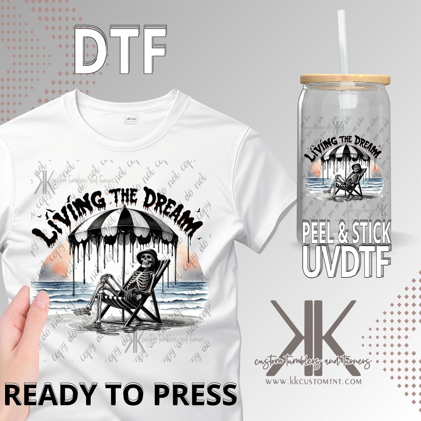 Living the Dream Beach Skellie DTF/UVDTF