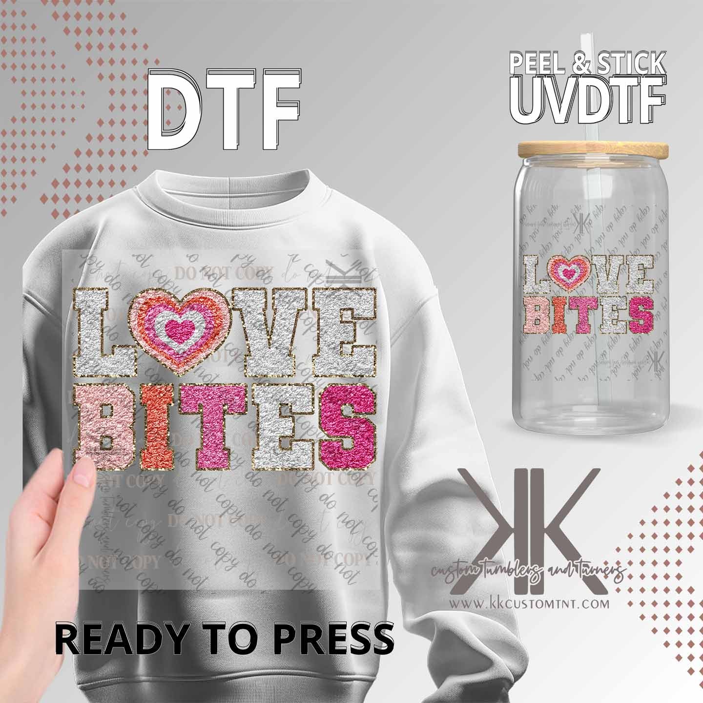 Love Bites Faux Pink Chenille DTF/UVDTF