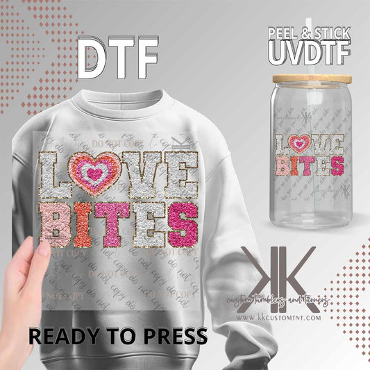 Love Bites Faux Pink Chenille DTF/UVDTF