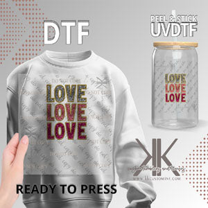 Love Love Love Stacked Faux Glitter DTF/UVDTF